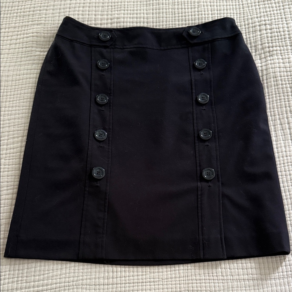 Ann Taylor Navy Double-Breasted Pencil Skirt